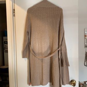 Cashmere long tan / brown cardigan sweater robe